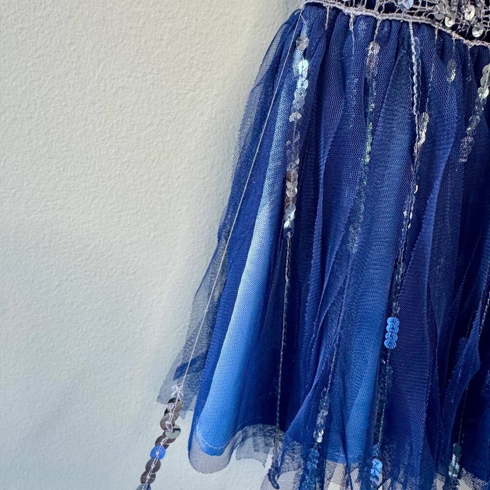 BISCOTTI Roaring 20's Party Dress Girls 8 Navy Blue Gatsby Girl Velvet Sequins - Picture 9 of 10